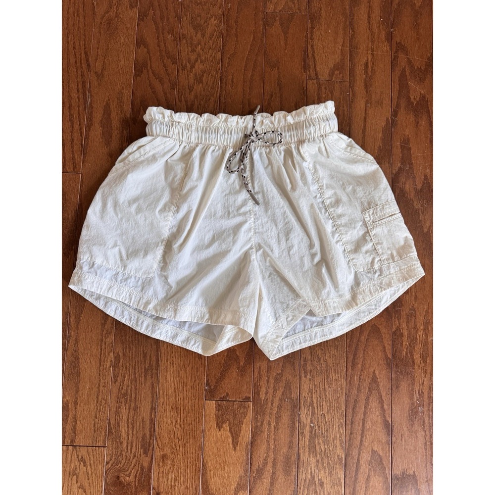Adidas Cream Paperbag Waist Utility Shorts Women's Small Lightweight Casual - Picture 2 of 8
